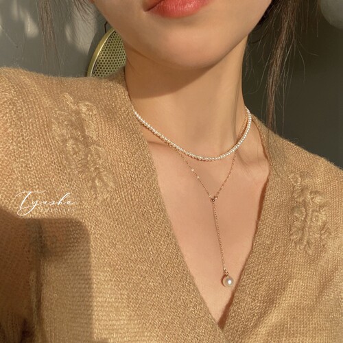 TYUSHA可调节Y字天然珍珠项链