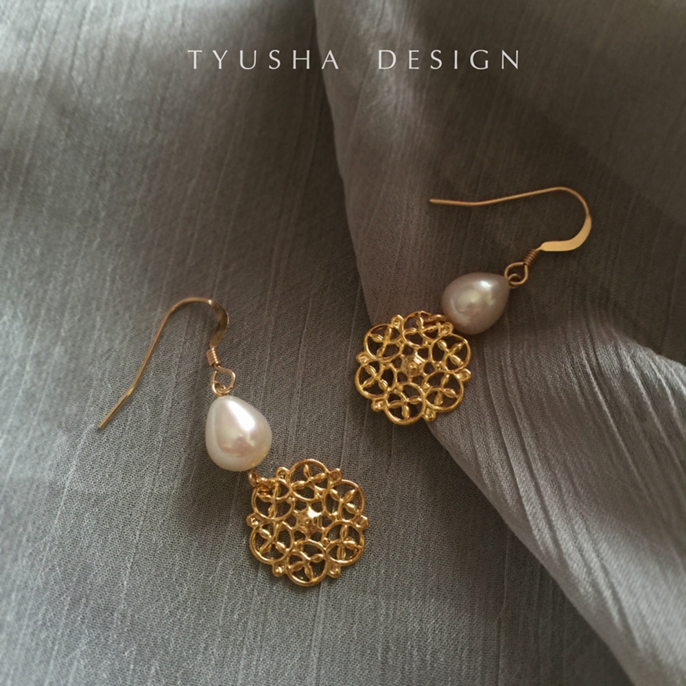 TYUSHA温婉14K注金淡水珍珠耳环