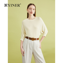 YINER女装夏季含桑蚕丝蝙蝠衫轻上衣松弛感毛针织衫
