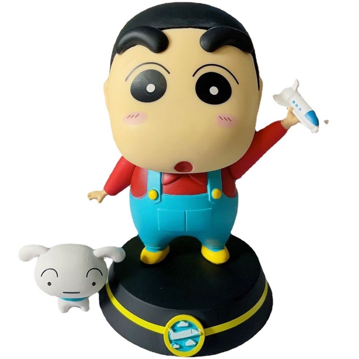 背带裤小新手办蜡笔小新飞机款蜡笔小新小白小新车载摆件