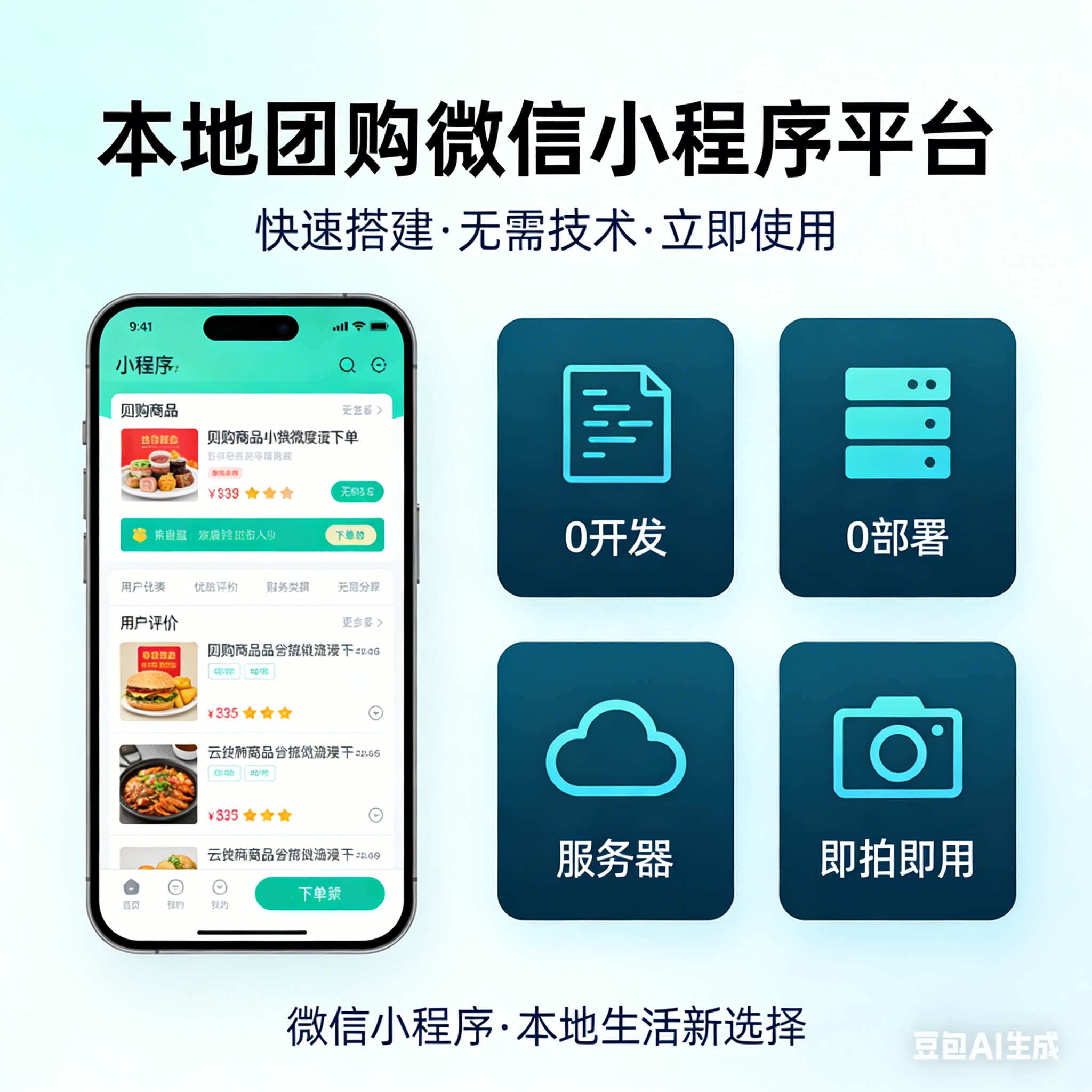 搭建本地团购微信小程序平台，0设计素材/源文件