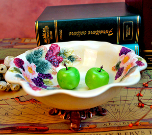 水果碗 费 点心高碗促销 手绘沙拉碗 西式 甜品碗 免邮 方亚高脚陶瓷碗