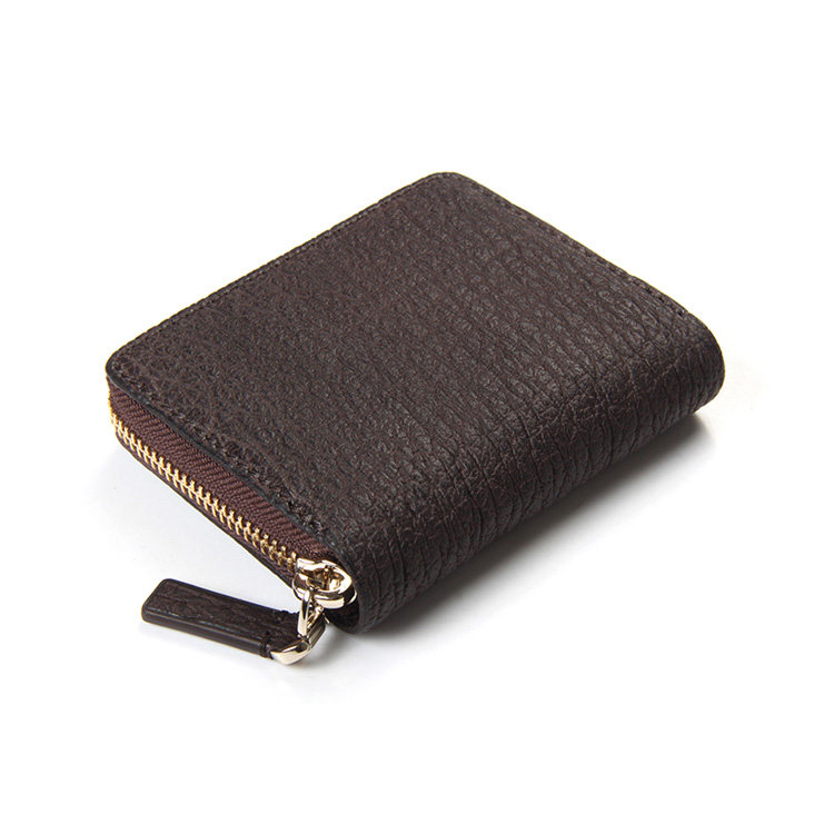 聚变手工皮具鲨鱼皮拉链零钱卡包