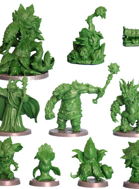 卡通魔幻桌游模型 SDE 战棋跑团 超级地城探索 绿色植物动物