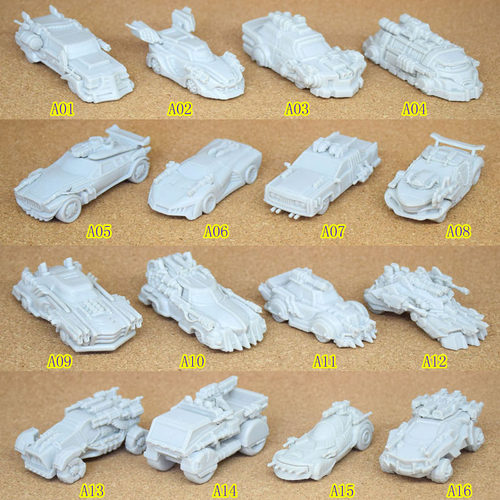 科幻战车白膜A桌游模型 多款可选轿车汽车货车跑车赛车吉普车