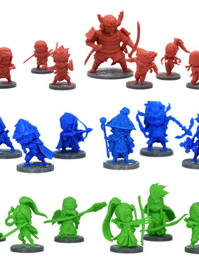 桌游棋子模型 战棋跑团 卡通Q版忍者全明星 红蓝绿色