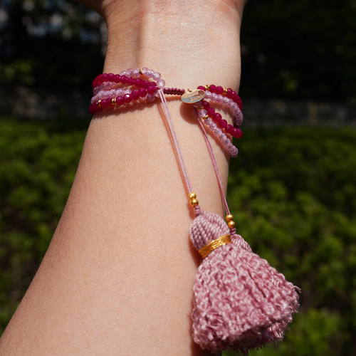 红宝石手链18k金手绳编织手串女