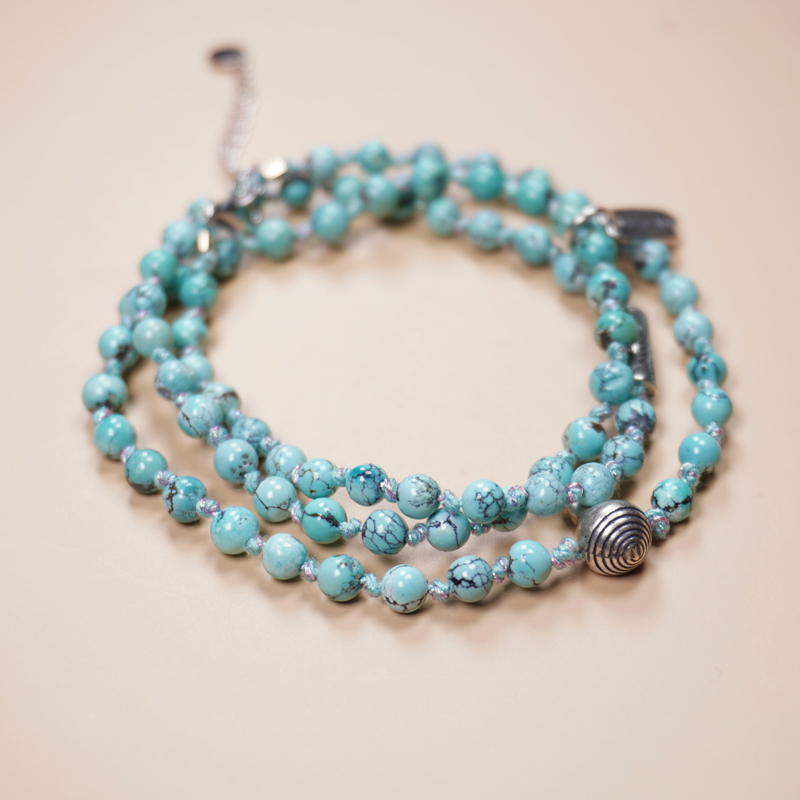 天然绿松石多圈手链手串编织手绳