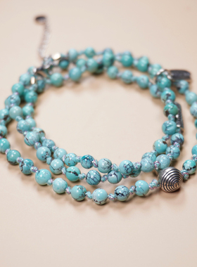 天然绿松石多圈手链女款手串手绳