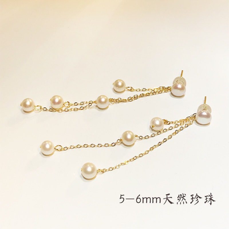 时尚14k包金流苏耳环女小众超仙