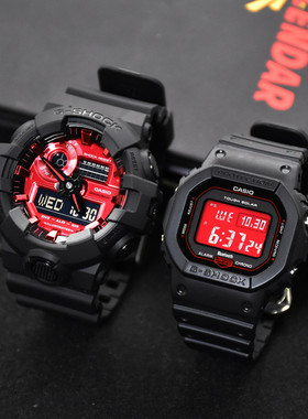 【G表弟】G-SHOCK 新款  血色镜面 黑红酷显方块 防水运动手表