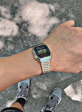 【G表弟】卡西欧CASIO 复古小银块 经典钢带电子表