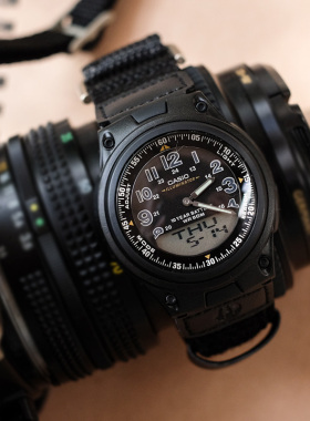 【G表弟】卡西欧 CASIO 帆布款 复古双显圆盘  多功能石英表 现货