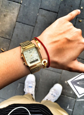 皇冠老店 【G表弟】 卡西欧 复古系列 方形指针  情侣款 石英表