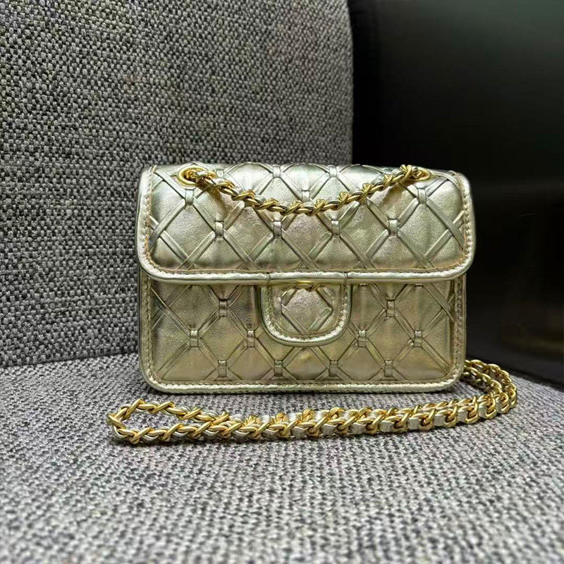 25ss新款秋冬 手工编织cf 高级百搭菱格链条包 时尚单肩斜挎女包