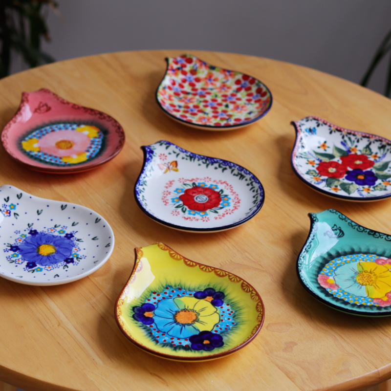 浪漫与歌 | 出口手绘釉下彩高温瓷单把碟杯盖干果碟作料碟