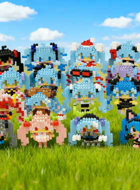 一直拼SCL8888可爱双马尾辫女孩DIY拼搭二次元动漫玩具积木礼物