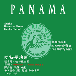 乔の巴咖啡巴拿马哈特曼庄园日晒Baby瑰夏Geisha 手冲单品咖啡豆