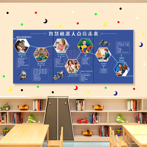 少儿编程培训机构展示前台接挂画