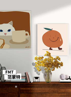 猫肥家润装饰挂画简约卡通猫咪奶茶甜品宠物店墙面布置插画墙贴纸