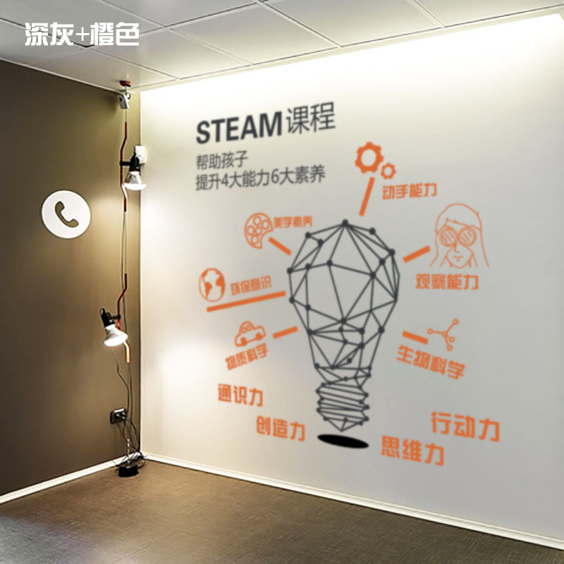 steam教育少儿编程能力风暴 灯泡贴画培训机构教室墙面装饰墙贴纸