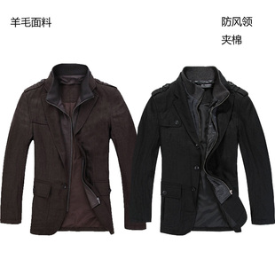 22%羊毛男士休闲西服 秋冬厚款夹棉层 港风人字纹雅痞潮防风领