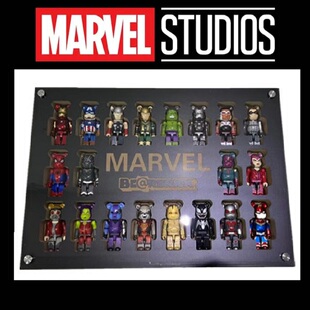 Marvel 漫威主题展示板Bearbrick100%透明展示盒收纳积木熊防尘盒
