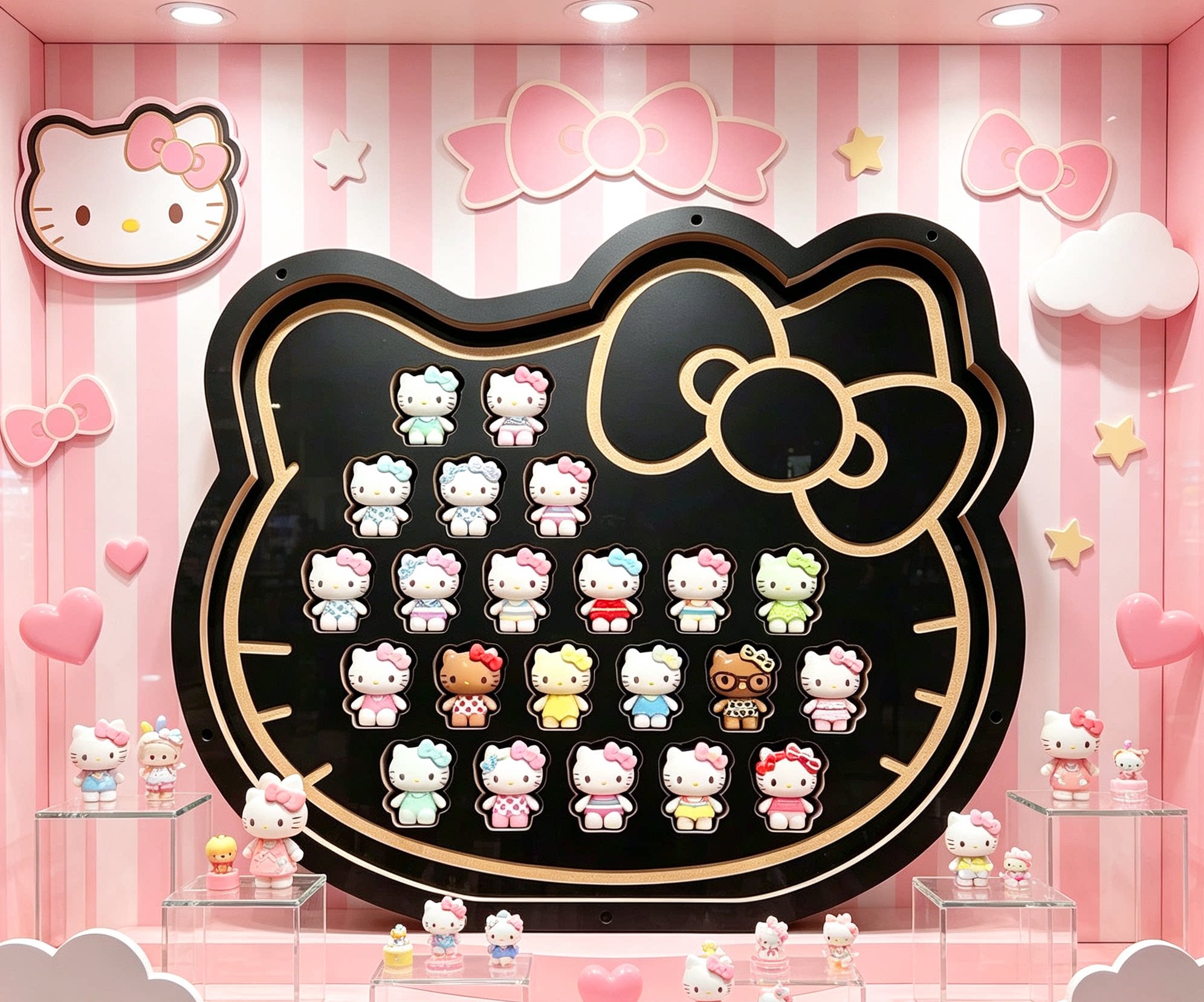 Hello kitty萌粒 夏日彩虹糖系列 防尘收纳盒 展示板
