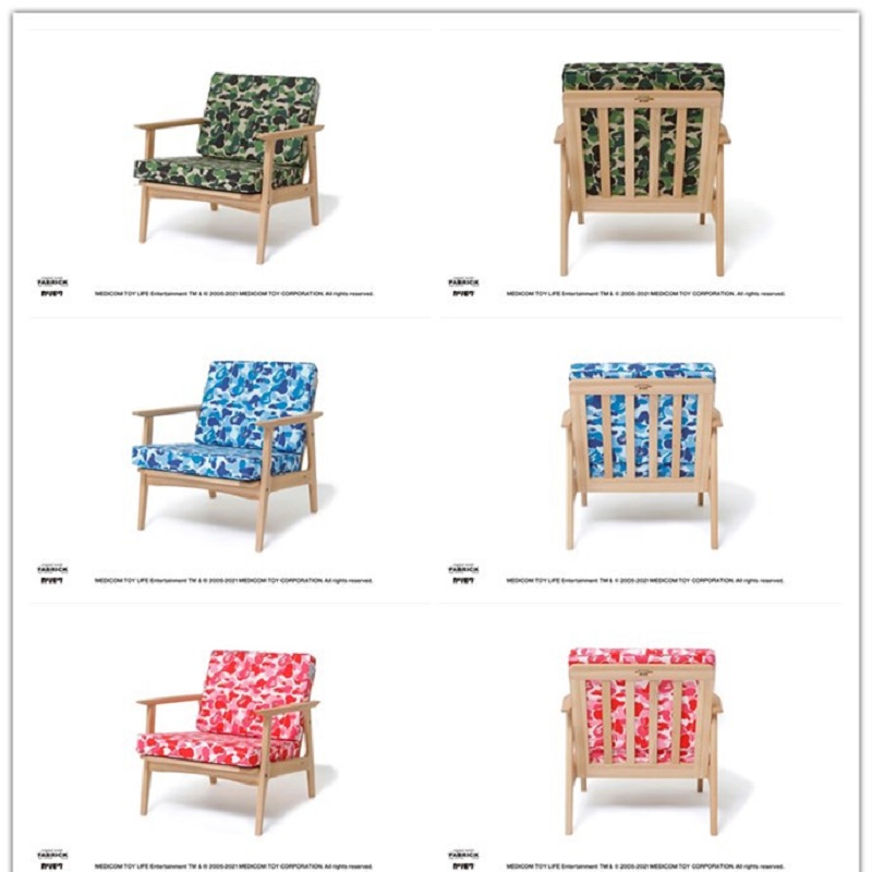 bape迷彩白蜡木实木沙发