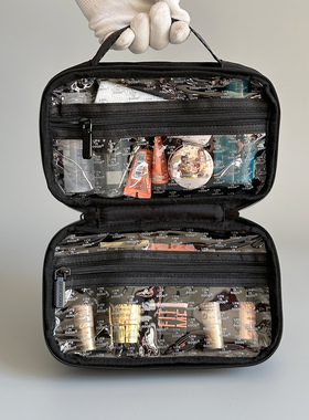 出口老美原单 黑色防水双层可悬挂手提收纳化妆包 差旅健身洗漱包