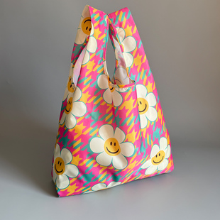 元 气太阳花大号便携可折叠环保购物袋加厚防水抗撕裂牛津布休闲包