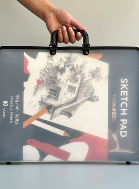 出口老美原单！户外写生大号45*35cm素描本60页+透明手提袋2件套