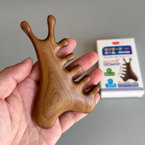 天然檀木经络按摩梳疏通经络头部刮痧梳头皮按摩穴位按压木梳礼物