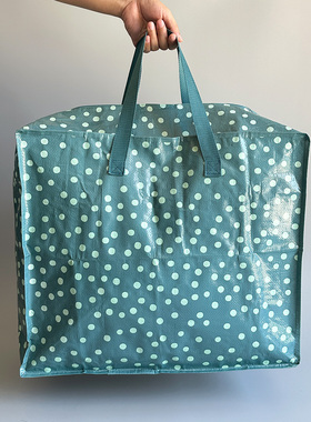 出口荷兰原单 大号绿色波点购物袋 旅行放假搬家取快递立体大袋子