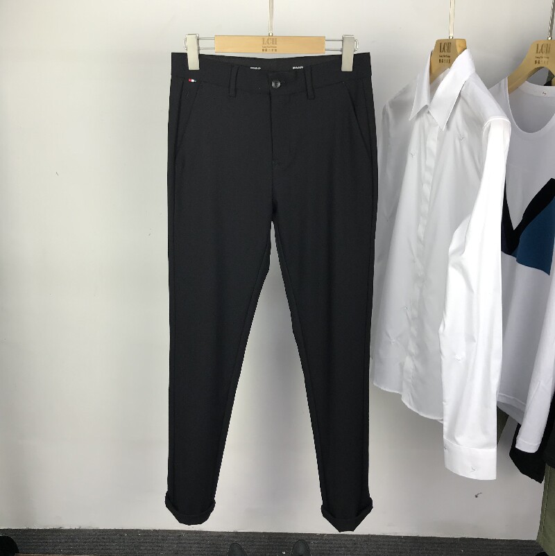 19春夏新款保罗男士休闲裤黑色韩版修身长裤高弹力带垂感小脚裤子在类目 男装, 休闲裤中 - 来自Buy2taobao.com提供专业的淘宝代购服务
