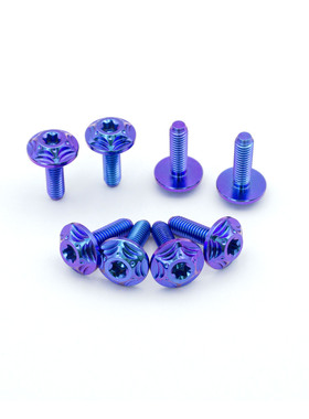 蓝紫色渐变 Tc4 摩托车钛合金双层六芒星铣花螺丝 GR5车壳螺丝m6
