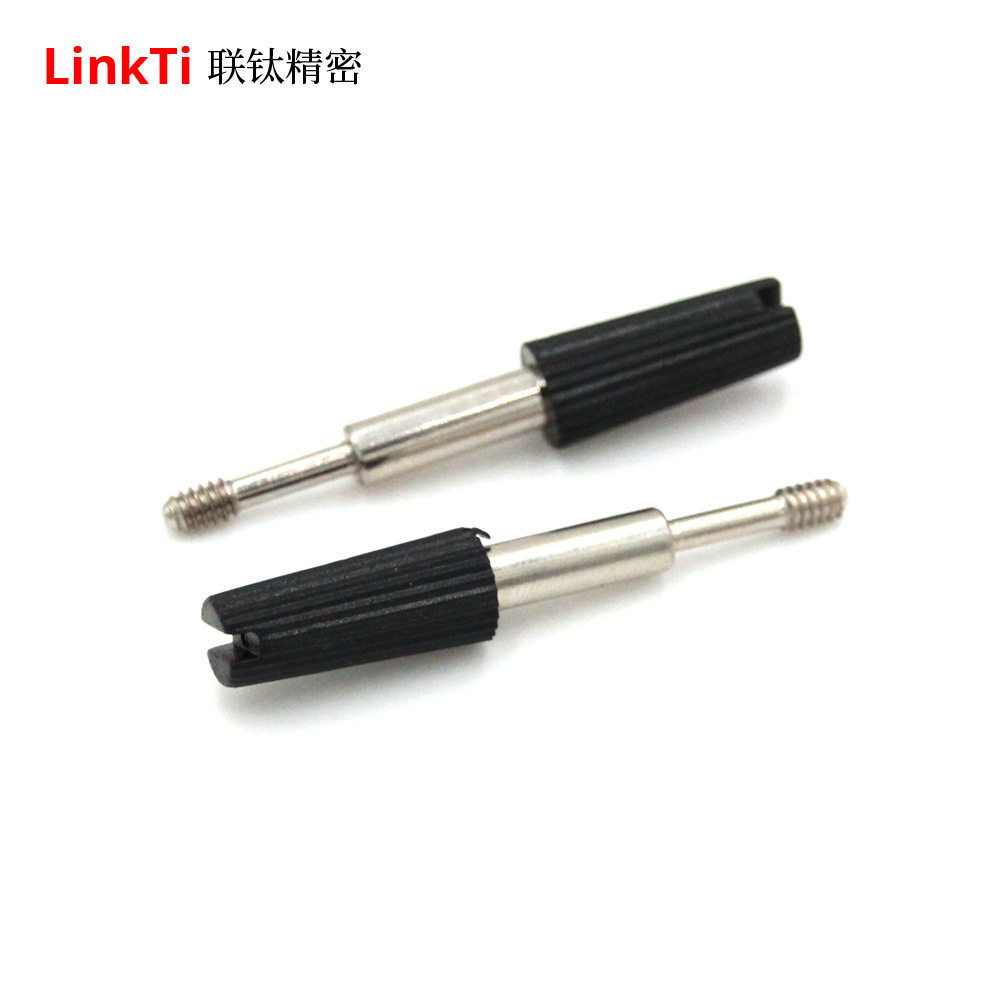 DB9一字包胶黑色ABS成型螺丝 小E4*20 #4-40UNC 铁镀镍 盐雾24H