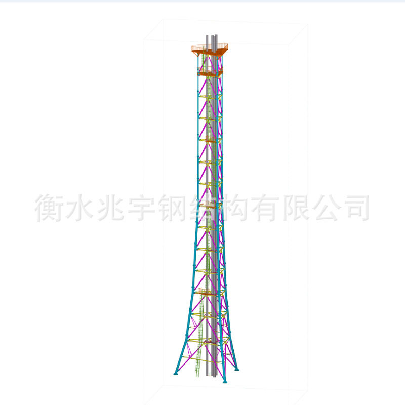 兆宇制作火炬塔 化工烟筒塔 玻璃钢烟筒支撑塔