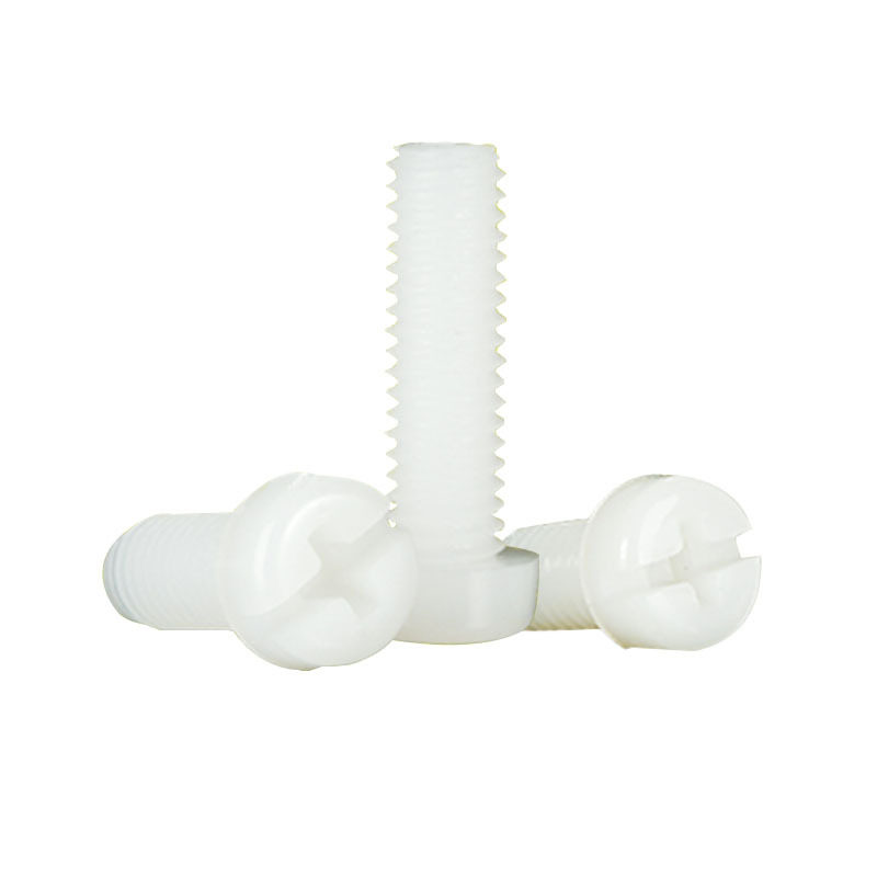 白色尼龙十一字圆头螺丝塑料螺丝M2.5M3M4M5M6十一字盘头机牙螺钉
