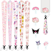 美乐蒂kuromi小羊手机挂绳防丢手腕挂脖安全绳扣挂件垫片小风扇绳