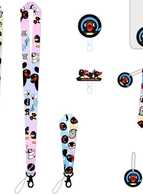 Pingu企鹅手机防丢垫片夹片挂绳工卡公交卡小风扇绳挂脖绳手腕绳