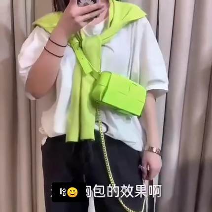 玛雅春夏新款时髦精编织小方包腰包胸包真皮牛皮链条洋气潮斜挎包