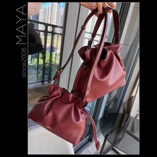 玛雅牛皮水手绳结多色抽绳福袋包手提斜挎单肩女包商务通勤