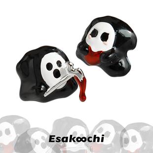 Esakoochi反派甜心~原创死神镰刀幽灵耳环小众设计甜酷小恶魔耳饰