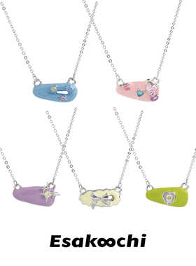 小众项链可爱童趣发卡造型锁骨链