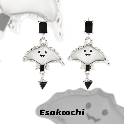 Esakoochi爱笑的魔鬼鱼~鳐鱼耳环原创小众设计耳钉可爱恶魔耳饰