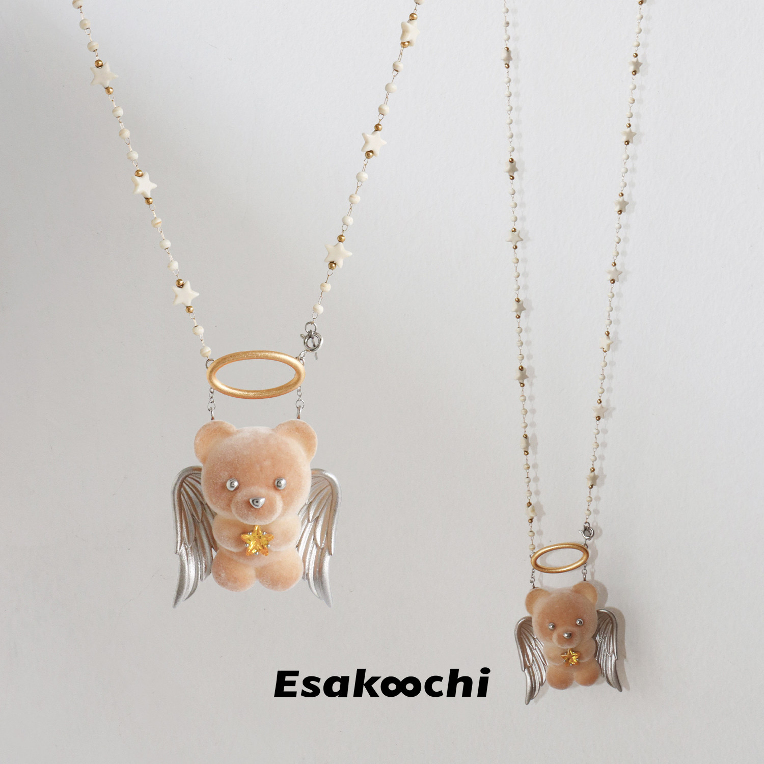Esakoochi背一个焦糖天使熊~ins小众身体链原创设计项链可爱腰链