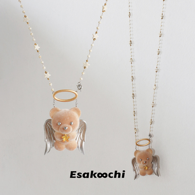 Esakoochi背一个焦糖天使熊~ins小众身体链原创设计项链可爱腰链