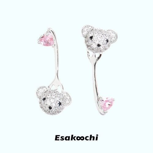 Esakoochi请品尝可爱的满钻小熊头耳钉~小众设计独特耳饰