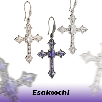 Esakoochi禁忌系列~原创巴洛克十字架耳环女高级感小众设计轻奢